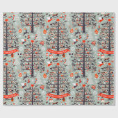 願い事のあるクリスマスツリー（灰色） ラッピングペーパー (フラット)