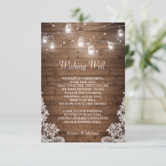 願い事の井戸 | ラスティックウッド メイソンジャー ライト レース エンクロージャーカード (スタンド正面)