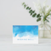 願い事の井戸 夏の結婚式 青い水彩画 エンクロージャーカード (スタンド正面)