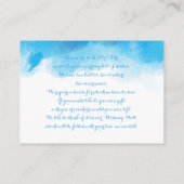 願い事の井戸 夏の結婚式 青い水彩画 エンクロージャーカード (裏面)