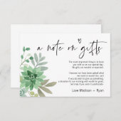 願い事の井戸　贈り物についてのメモ　結婚式招待状 エンクロージャーカード (正面/裏面)