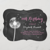 願い事を！第18誕生日招待状（ピンク） 招待状 (正面/裏面)