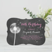 願い事を！第18誕生日招待状（ピンク） 招待状 (スタンド正面)