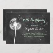 願い事を！第18誕生日招待状（ミント） 招待状 (正面/裏面)