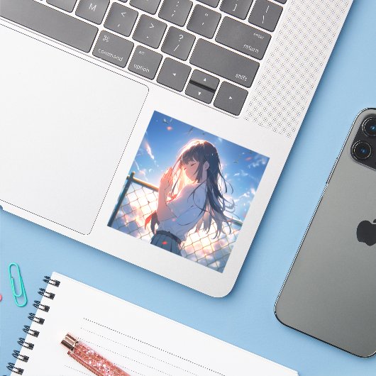 願い事JKシール｜寿司娘 GenerativeAI  シール (ノートパソコンとiPhone)