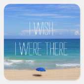 願い私は-青いビーチパラソルそこにいました スクエアシール (正面)