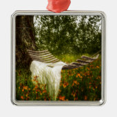 願い140629正方形のオーナメントここにいました メタルオーナメント (正面)