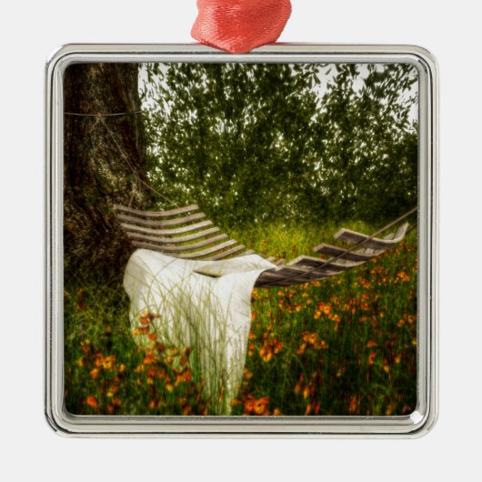 願い140629正方形のオーナメントここにいました メタルオーナメント (正面)