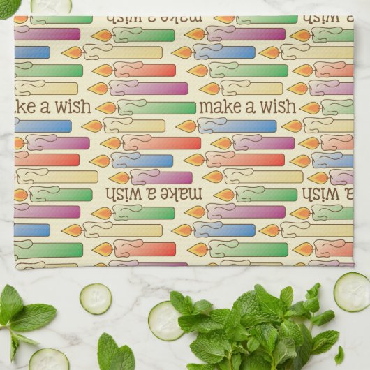 "願い"の誕生日の蝋燭の台所タオル作って下さい キッチンタオル (折り畳み)