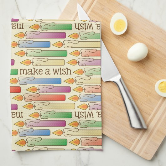 "願い"の誕生日の蝋燭の台所タオル作って下さい キッチンタオル (四つ折り)