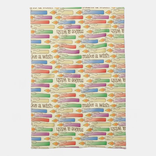 "願い"の誕生日の蝋燭の台所タオル作って下さい キッチンタオル (縦)