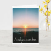 願い-ビーチの写真カードここにいました カード (黄色い花)