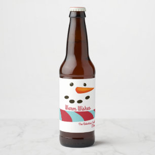 願い、雪だるまの休日を暖めて下さい ビールラベル