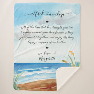 願結婚いを込めた新郎新婦の毛布 シェルパブランケット