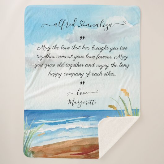 願結婚いを込めた新郎新婦の毛布 シェルパブランケット (正面)