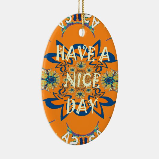 願鮮やかい:素敵なデイアートプリントデザインを持つ セラミックオーナメント (右)
