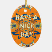 願鮮やかい:素敵なデイアートプリントデザインを持つ セラミックオーナメント (正面)