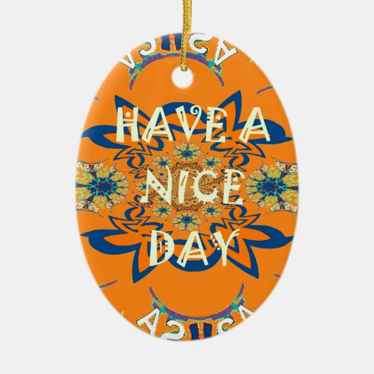 願鮮やかい:素敵なデイアートプリントデザインを持つ セラミックオーナメント (正面)