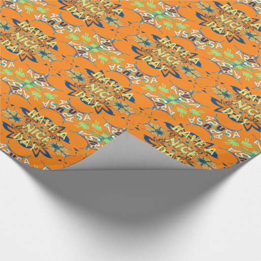 願鮮やかい:素敵なデイアートプリントデザインを持つ ラッピングペーパー (角)