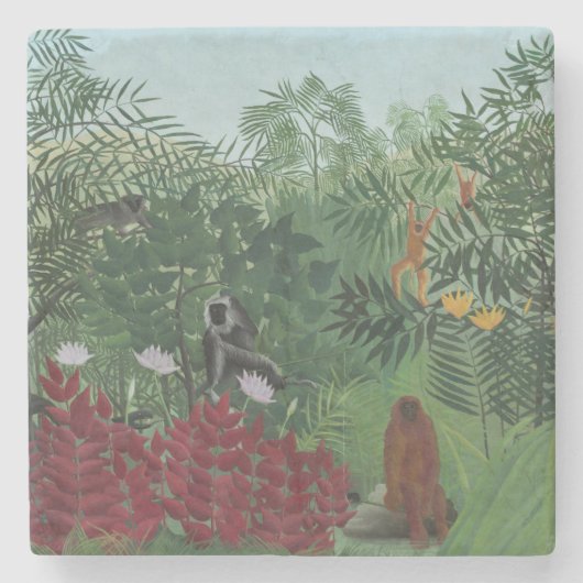 類人猿とヘビの熱帯林（ルソー） ストーンコースター (正面)