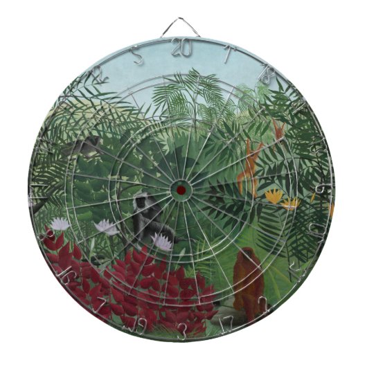 類人猿とヘビの熱帯林（ルソー） ダーツボード (正面)