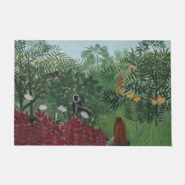 類人猿とヘビの熱帯林（ルソー） ドアマット