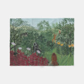 類人猿とヘビの熱帯林（ルソー） フリースブランケット (正面(横))