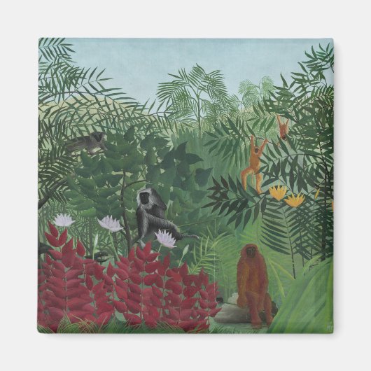 類人猿とヘビの熱帯林（ルソー） マグネット (正面)