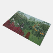 類人猿と蛇のある熱帯林 (ルソー) ドアマット (アングル)