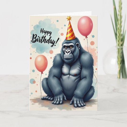 類人猿の誕生日カード カード (正面)