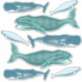 類別ヴィンテージブルーホエールスチームパンク シール (正面)