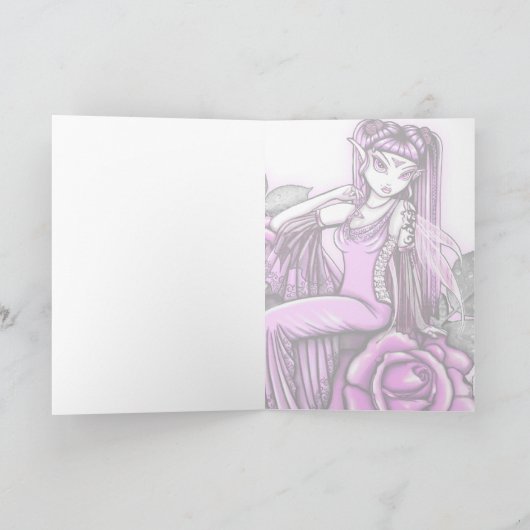 "類縁"のピンクのバラの妖精の芸術のAveryカード シーズンカード (内部)