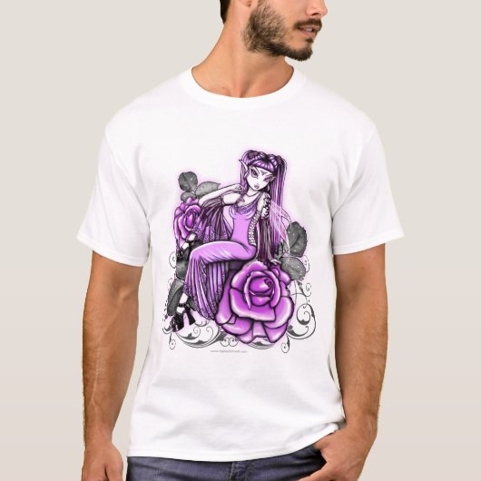 "類縁"のピンクのバレンタインデーのばら色の妖精の上 Tシャツ (正面)