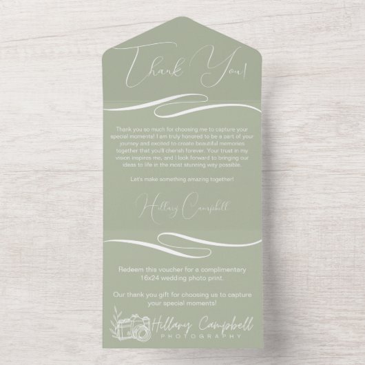 顧客に感謝のメモと引裂きクーポン券 オールインワン招待状 (内側)