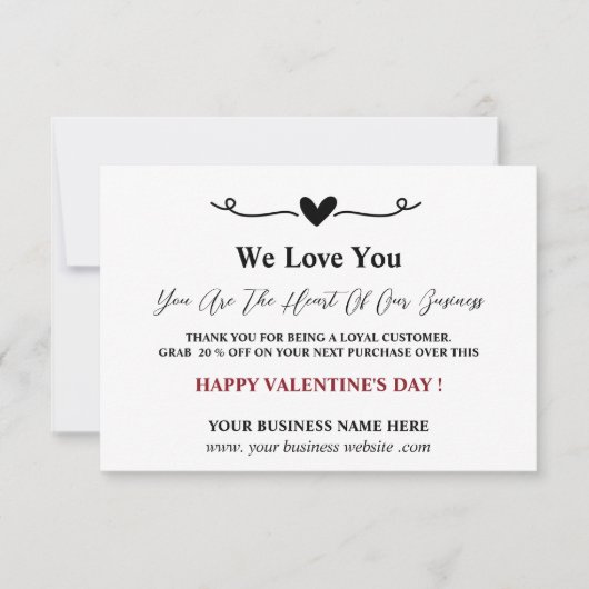 顧客の感謝バレンタインデー サンキューカード (正面)