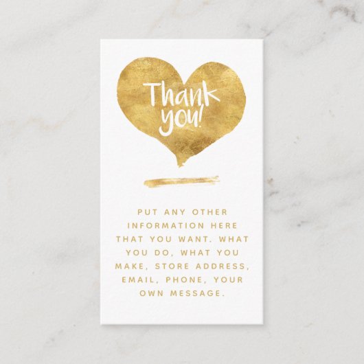 顧客の注文に対するフォイル効果金ゴールドハート挿入 エンクロージャーカード (正面)