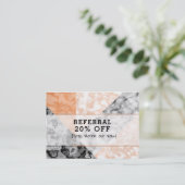 顧客の紹介のピンクの白く黒い大理石 紹介カード (スタンド正面)