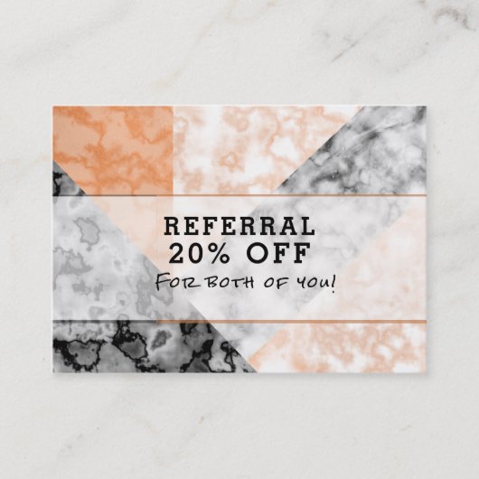 顧客の紹介のピンクの白く黒い大理石 紹介カード (正面)