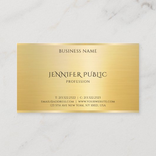 顧客エレガントテンプレートモダンフェイク金ゴールド光沢 名刺 (裏面)