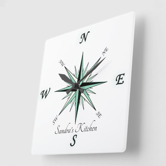 顧客カスタム風バラデザイン時計の注文 スクエア壁時計 (傾斜)