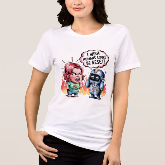 顧客サービスおもしろいチャットボットミームリセット人 トライブレンドTシャツ (正面)