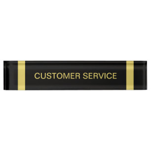 顧客サービスデスク名プレートブラック(金ゴールド付) デスクネームプレート