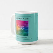 顧客ビジネスロゴ名Url QRコードティール(緑がかった色) コーヒーマグカップ (正面左)