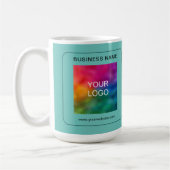 顧客ビジネスロゴ名Url QRコードティール(緑がかった色) コーヒーマグカップ (左)