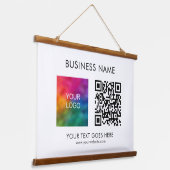 顧客会社業務QRコードロゴ文字 吊り下げ型タペストリー (傾斜あり)