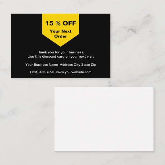 顧客割引カードビジネスカードテンプレート 割引カード (正面/裏面)