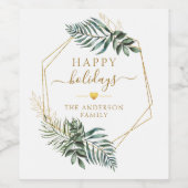 顧客固有のクリスマスボタニカルワインラベル ワインラベル (シングルラベル)