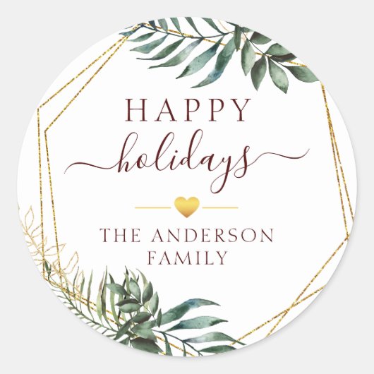 顧客固有のクリスマスボタニカル ラウンドシール (正面)