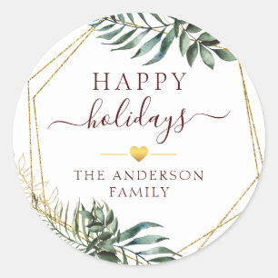 顧客固有のクリスマスボタニカル ラウンドシール