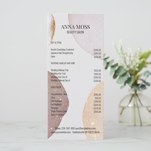 顧客固有のRosegoldグリッター価格表 (スタンド正面)